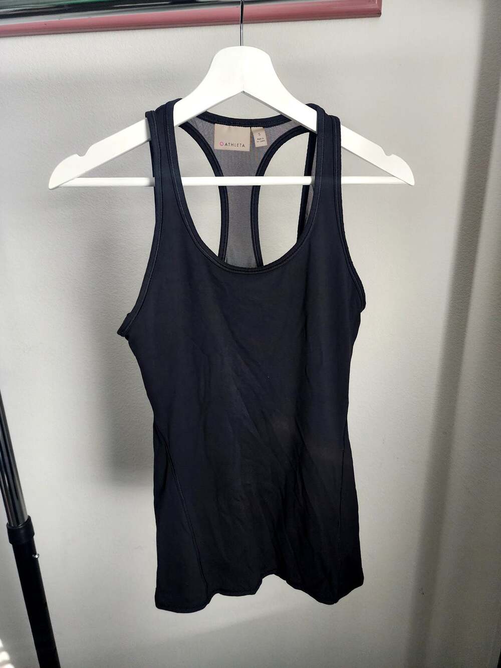 Athleta Black Mesh Racerback Sport Tank Top Size S